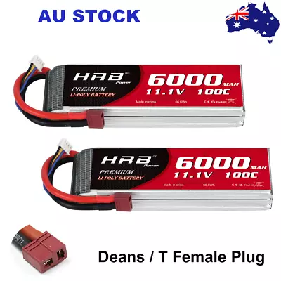 2pcs HRB 3S 11.1V 6000mAh 100C Deans LiPo Battery For RC Helicopter Drone Car AU • $109.97