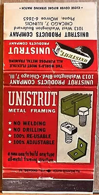 Unistrut Products Co Chicago IL Illinois Metal Framing Vintage Matchbook Cover • $3.95