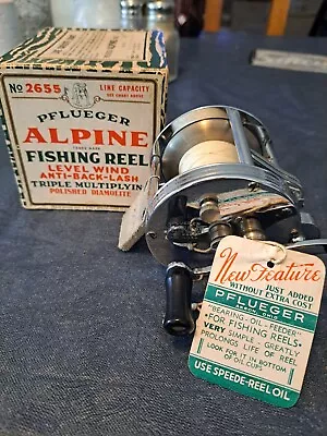 Vtg Pflueger Alpine No. 2655 Level Wind Reel With Leather Thumb Drag • $25