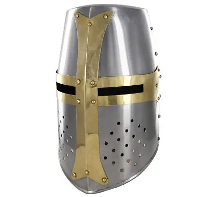 Medieval Great Bucket Helm Knights 20G Steel Templar Crusader Helmet 13 In • $62.97