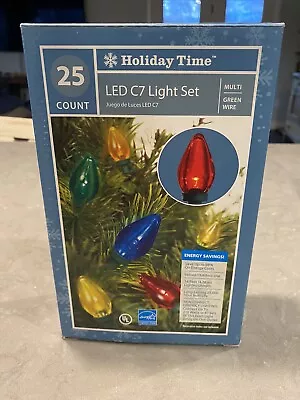 Holiday Time 25 Count LED C7 Lights Multicolor Green Wire 14 Ft Christmas • $12.95