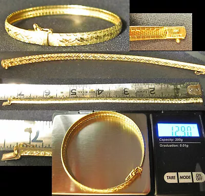 Italian Vintage 14k Gold Flex Bracelet With Etched Design 12.9g Beautiful Design • $749.99
