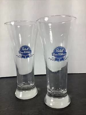 Set Of 2~Pabst Blue Ribbon®️10oz  Pilsner Beer Glasses~ 7 1/4  Tall • $15