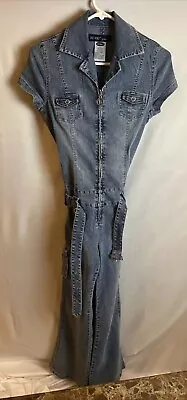 Revolt Denim Jumpsuit Catsuit L Super Stretchy Disco 90s Y2K Baddie Mcbling HTF • £96.50