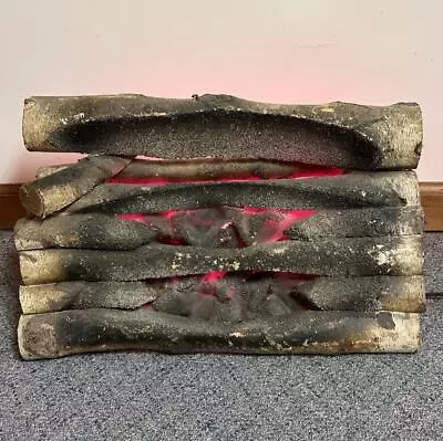Vintage Mid Century Fireplace Log Insert Lighted Electric Motion Flame • $99.95