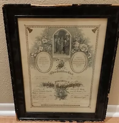 1899 Framed Marriage Certificate - Nebraska - McMAHON & WHELAN Fam;ily (Joseph & • $65