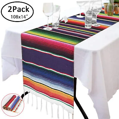 2Pack 14  X 108  Mexican Serape Table Runner Fiesta Party Decorations Tablecloth • $13.86