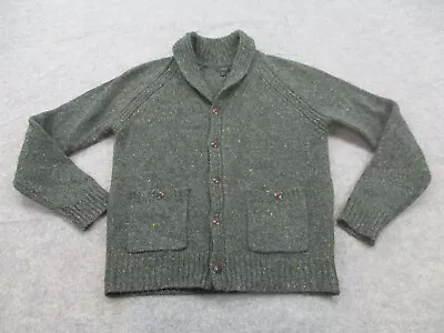 J Crew Cardigan Mens Medium Green Button Front Wool Blend Knit Sweater Jacket • $33.97