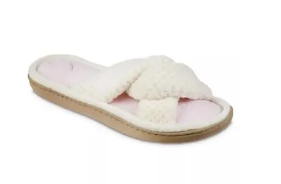 ISOTONER Popcorn Eco Comfort Women's Slippers With Memory Foam -WHITE Size 6.5-9 • $13.99