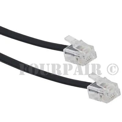 10ft Telephone Line Cord Cable 6P6C RJ12 RJ11 DSL Modem Fax Phone To Wall Black • $5.95