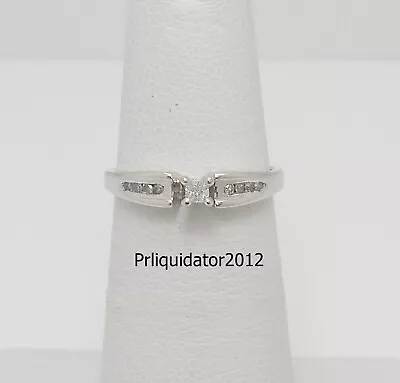 1/10CT Diamond Princess Solitaire Engagement Wedding Ring Bridal 10K White Gold • $139.99