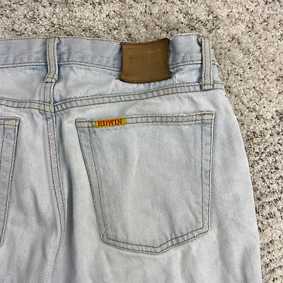 VTG Edwin Jeans Mens 34x27 Japan Made Straight Leg Light Wash Regular Yellow Tab • $39.11