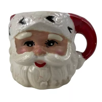 Vintage Smiling Santa Face Ceramic Handled Mug Christmas **Flaw • $19.99