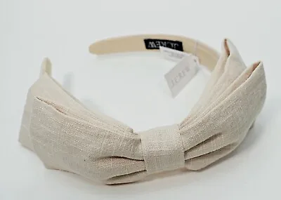 J Crew Womens Headband Bow Hairband Ribbon Beige Linen Stylish Trendy Hair Gifts • $39.96