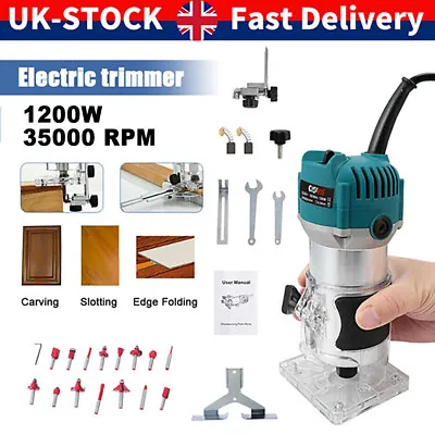 Cisivis Router 1200W Electric Laminator Hand Trimmer Tool With 15pc Router Bit • £34.99