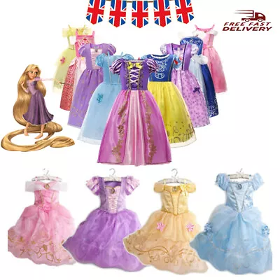 Princess Girls Elsa Cinderella Snow White Fancy Dress Up Costume Party Outfit 🐼 • £6.26