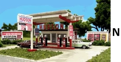 N Scale - Hudson Oil Gas Station -  Laser-cut  BUILDING KIT   - BLN-1002 • $35.14