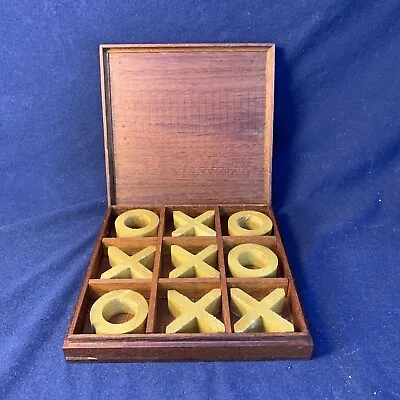 Vintage Handmade Wooden Tic Tac Toe Game In Box W Lid Mahogany And White Oak • $12.99