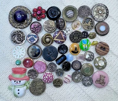 50 Antique Vintage Buttons Ceramic VI Fabric Perfume Polymer Clay 40 • $10.49