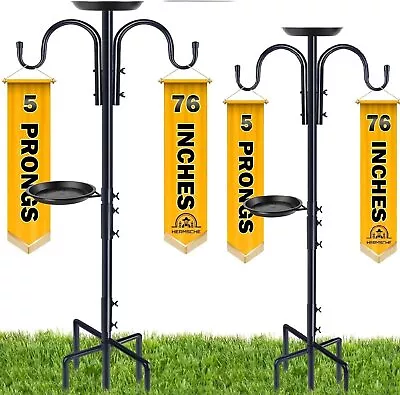 2 Pieces Double Shepherds Hooks Bird Feeder Pole 76  Heavy Duty Flag Pole • $49.98