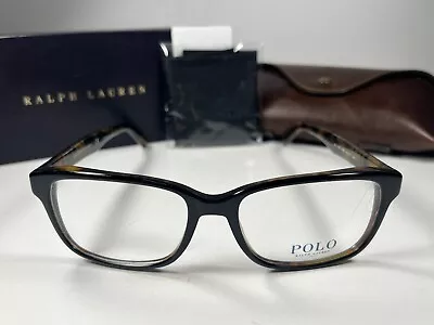 😎 New! Polo Ralph Lauren 2141 Eyeglasses 5260 Black & Havana Frames 55/17/145 • $63.88