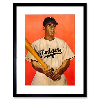 Photo Jackie Robinson Baseball Brooklyn Dodgers Framed Art Print 12x16 Inch • £26.99