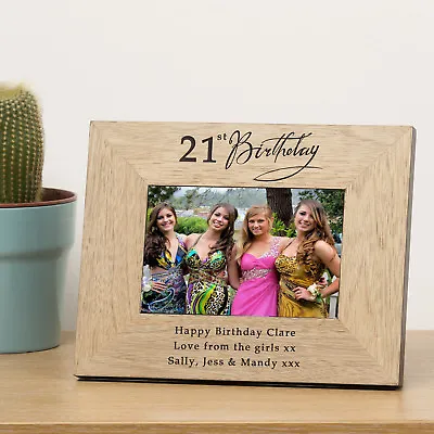 Any Age Birthday Wooden Photo Frame 6x4 Or 7x5 -Personalised Gift 18th 21st 40th • £15.66