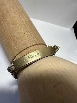 Vintage SPEIDEL USA Gold Tone Brushed ID Bracelet “Christy” Child’s Size 6-1/2 • $14.99