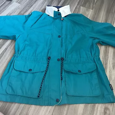 PACIFIC TRAIL Vintage 80's 90's Women's Windbreaker Hood Jacket Coat 2XL Blue • $20.54