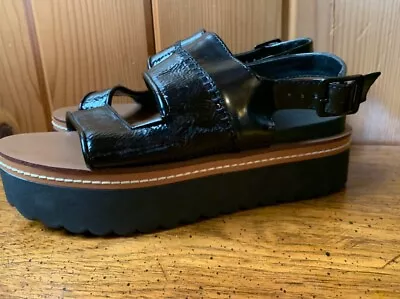 Zara Faux Black Patent Leather Platform Sandles Size 38 US 7.5-8 • $24.50