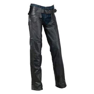 Z1R Womens Black Full Length Sabot Leather Motorcycle Chaps XS-3XL • $75
