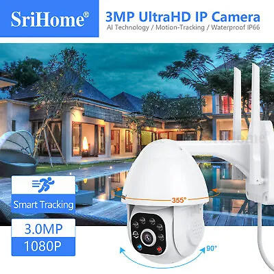 £30.99 • Buy Srihome Outdoor Auto Tracking Security Camera 360° PTZ HD WiFi Home CCTV System