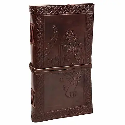 $19.95 • Buy Leather Journal Notebook Brown Tiger Cover Embossed With Leather Cord Closure