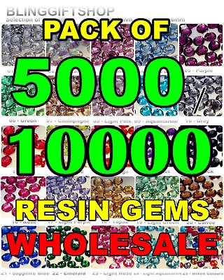 5000/10000 RESIN FLAT BACK RHINESTONES DIAMANTE CLEAR NAIL ART CRAFT GEMS 2-6mm • £4