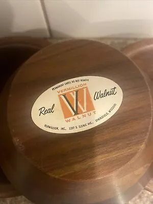 Vermillion Real Walnut Wood Bowl Wooden Salad Individual Dishes 6” Set Of 6  • $17.50