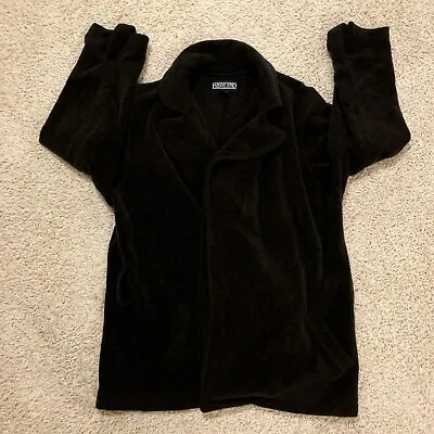 Land’s End Wool Blend Black Long Sleeve Open Bath Robe Mens Size Medium (10-12) • $25.65