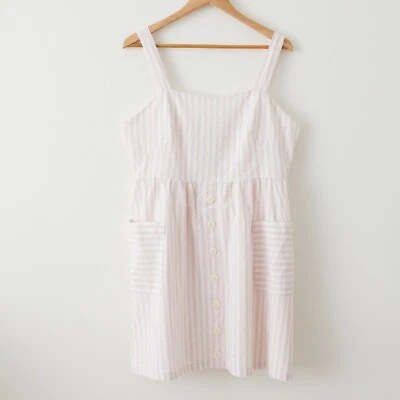 $44.95 • Buy French Connection Womens Pink White Stripe Fit And Flare Dress Size 16 Pockets