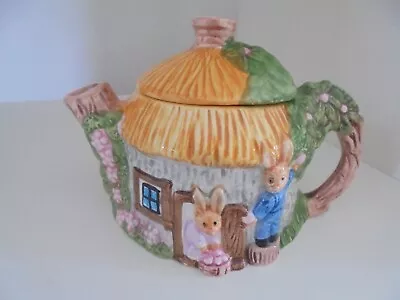 £8.99 • Buy Vintage Thatched Cottage Bunny Rabbit TEAPOT Small Size Decorative : Easter Gift
