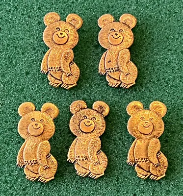 5 Piece Lot Of 1980 MOSCOW USSR Olympic Games Mascot MISHA The Bear Pins Badges • $9.99