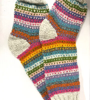 £8.50 • Buy BNWT Pashamama Traditional Hand Knitted Villarica Long Socks 100% Wool S70