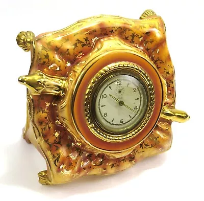 Unique Vintage Kaiser Porcelain Pillow Shape Mantle Wind-Up Alarm Clock-Repaired • $89.90