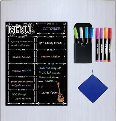 Magnetic Fridge Calendar Meal Planner Dry Eraser Weekly Menu Board • £11.45