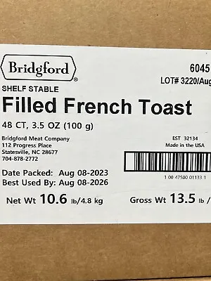 Filled French Toast 1 Case 48ct MRE Bridgford Ready To Eat Meals • $149.99