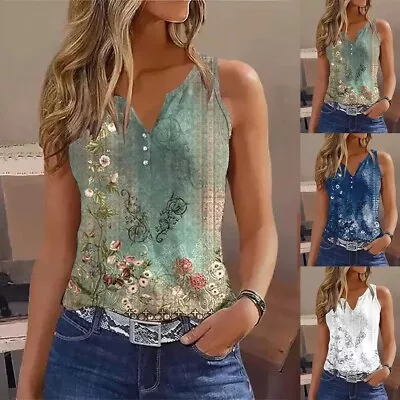 Womens Tank Tops Summer Sleeveless Cami Blouse Ladies Vest Tee T Shirt Size 14 • £4.75