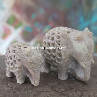 Creative Marble Elephant Figurine Living Home Gifts Good Wishes Decor Arts H4653 • $226.23