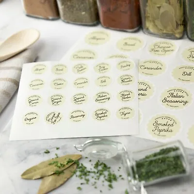 £2.99 • Buy Herbs & Spices Jar Labels - Kitchen Pantry Storage Labels - Vintage Cream