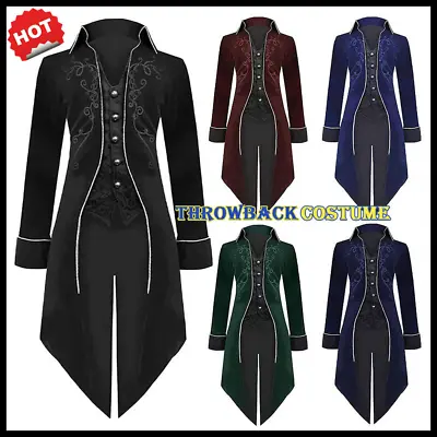Men's Victorian Jacket Medieval Steampunk Tailcoat Gothic Coat Halloween Costume • $49.49