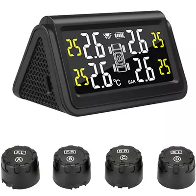 Solar TPMS Car Tire Pressure Monitor System Wireless Sensor Wheel Security Alarm • $62.92