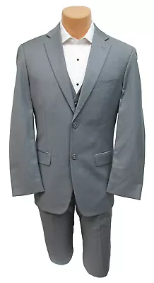 Men's Grey Perry Ellis Suit With Flat Front Pants Two Piece 41R 35W • $59.98