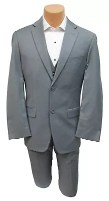 Men's Grey Perry Ellis Suit With Flat Front Pants Two Piece 43R 35W • $66.65